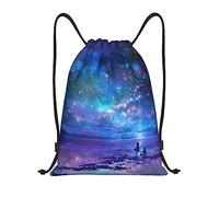 WKSGDSG Northern Lights Print Drawstring Backpack Waterproof Gym Bag with Adjustable Lightweight Swim Pool Bag for Men Women Beach Bag Sport String Bag Shopping Travel Sackpack