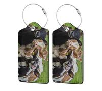 WKSGDSG Personalised Leather Luggage Tags with Stainless Steel Ring, Cow Suitcase Tags for Travel, Waterproof Pu Leather Luggage Labels for Suitcases with Privacy Protections