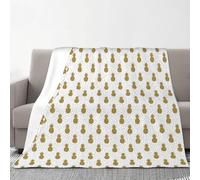 WKSGDSG Personalized Flannel Throw Blanket For Couch Bed & Sofa, Gold Glitter Pineapples Fruit, Anti-Pilling Plush Lightweight Thermal Warms For Adults, Camping, All Season, 203x178cm