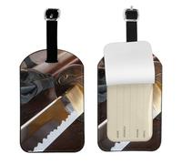 WKSGDSG Personalized Leather Luggage Tag with Privacy Flap for Travel, 1pcs