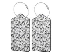 WKSGDSG Personalized Luggage Tags for Suitcases, 4-Pack Waterproof Leather Luggage Identifier with Privacy Cover, Cute Penguins Sketch, Soft Bendable RFID Blocking Suitcase Id Tag for Travel, 4 PCS