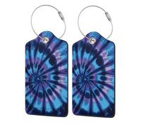 WKSGDSG Personalized Luggage Tags for Suitcases, 4-Pack Waterproof Leather Luggage Identifier with Privacy Cover, Purple Tie Dye, Soft Bendable RFID Blocking Suitcase Id Tag for Travel, 4 PCS