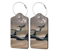 WKSGDSG Personalized Luggage Tags for Suitcases, 4-Pack Waterproof Leather Luggage Identifier with Privacy Cover, War Plane, Soft Bendable RFID Blocking Suitcase Id Tag for Travel