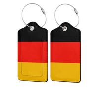 WKSGDSG Personalized Luggage Tags for Suitcases, 4-Pack Waterproof Leather Luggage Identifier with Privacy Cover, Germany Flag, Soft Bendable RFID Blocking Suitcase Id Tag for Travel, 4 PCS