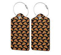 WKSGDSG Personalized Luggage Tags for Suitcases, 4-Pack Waterproof Leather Luggage Identifier with Privacy Cover, Tasty Pizza, Soft Bendable RFID Blocking Suitcase Id Tag for Travel