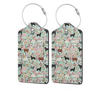 WKSGDSG Personalized Luggage Tags for Suitcases, 4-Pack Waterproof Leather Luggage Identifier with Privacy Cover, Farm Animal, Soft Bendable RFID Blocking Suitcase Id Tag for Travel, 4 PCS