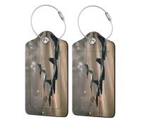 WKSGDSG Personalized Luggage Tags for Suitcases, 4-Pack Waterproof Leather Luggage Identifier with Privacy Cover, War Plane, Soft Bendable RFID Blocking Suitcase Id Tag for Travel, 4 PCS