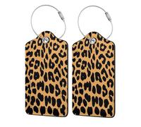 WKSGDSG Personalized Luggage Tags for Suitcases, 4-Pack Waterproof Leather Luggage Identifier with Privacy Cover, Leopard Print, Soft Bendable RFID Blocking Suitcase Id Tag for Travel, 4 PCS