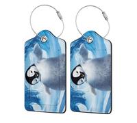 WKSGDSG Personalized Luggage Tags for Suitcases, 4-Pack Waterproof Leather Luggage Identifier with Privacy Cover, Cute Penguins, Soft Bendable RFID Blocking Suitcase Id Tag for Travel, 4 PCS