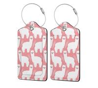 WKSGDSG Personalized Luggage Tags for Suitcases, 4-Pack Waterproof Leather Luggage Identifier with Privacy Cover, Alpaca Llama, Soft Bendable RFID Blocking Suitcase Id Tag for Travel, 4 PCS