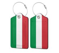 WKSGDSG Personalized Luggage Tags for Suitcases, 4-Pack Waterproof Leather Luggage Identifier with Privacy Cover, Italy Flag, Soft Bendable RFID Blocking Suitcase Id Tag for Travel, 4 PCS