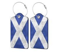 WKSGDSG Personalized Luggage Tags for Suitcases, 4-Pack Waterproof Leather Luggage Identifier with Privacy Cover, Scottish, Soft Bendable RFID Blocking Suitcase Id Tag for Travel