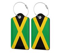 WKSGDSG Personalized Luggage Tags for Suitcases, 4-Pack Waterproof Leather Luggage Identifier with Privacy Cover, Jamaica Flag, Soft Bendable RFID Blocking Suitcase Id Tag for Travel