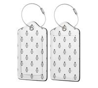 WKSGDSG Personalized Luggage Tags for Suitcases, 4-Pack Waterproof Leather Luggage Identifier with Privacy Cover, Grey Penguin, Soft Bendable RFID Blocking Suitcase Id Tag for Travel, 4 PCS