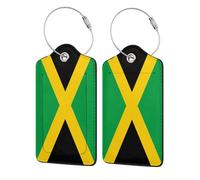 WKSGDSG Personalized Luggage Tags for Suitcases, 4-Pack Waterproof Leather Luggage Identifier with Privacy Cover, Jamaica Flag, Soft Bendable RFID Blocking Suitcase Id Tag for Travel, 4 PCS