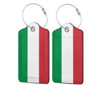 WKSGDSG Personalized Luggage Tags for Suitcases, 4-Pack Waterproof Leather Luggage Identifier with Privacy Cover, Italy Flag, Soft Bendable RFID Blocking Suitcase Id Tag for Travel
