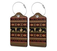 WKSGDSG Personalized Luggage Tags for Suitcases, 4-Pack Waterproof Leather Luggage Identifier with Privacy Cover, Bear, Soft Bendable RFID Blocking Suitcase Id Tag for Travel, 4 PCS