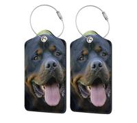 WKSGDSG Personalized Luggage Tags for Suitcases, 4-Pack Waterproof Leather Luggage Identifier with Privacy Cover, Rottweiler Wallpaper, Soft Bendable RFID Blocking Suitcase Id Tag for Travel, 4 PCS