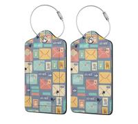 WKSGDSG Personalized Luggage Tags for Suitcases, 4-Pack Waterproof Leather Luggage Identifier with Privacy Cover, Postal Stationery, Soft Bendable RFID Blocking Suitcase Id Tag for Travel