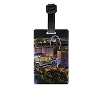 WKSGDSG Personalized Luggage Tags for Suitcases, Las Vegas Night View Luggage Tag for Suitcases Backpacks Bags, Waterproof PVC Travel Id Tags with Detachable Wristband 3.3x2.1 Inch