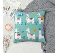 WKSGDSG Plush Velvet Square Throw Pillow Cover For Couch & Bed, Alpaca Llama, Soft Decorative Cushion Case For Sofa, Farmhouse Throw Pillow Sham, Modern Aesthetic Home Accent For Living Room Bedroom