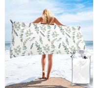 WKSGDSG Quick Dry Microfiber Beach Towel, Eucalyptus Leaves Bath Towel With Carabiner & Pouch, Sand-Free Lightweight Travel Towel For Camping, Gym, Hiking (140x70 Cm)