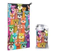 WKSGDSG Quick-Dry Microfiber Towel 80x40 cm With Carabiner & Pouch, Oil Cute Schnauzer Dogs, Fast-Drying Reusable Beach Towel, Super Absorbent Lightweight Travel Towel For Sports Camping, Gym, Beach