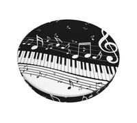 WKSGDSG Round Bar Stool Covers 14 Inch, Black White Music Note Velvet Chair Cushion Covers With Elastic Bands, 3-Layer Thickened Anti-Slip Bottom Stretch Padded Bar Stool Cover, Easy To Clean