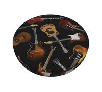 WKSGDSG Round Bar Stool Covers 14 Inch, Guitars Velvet Chair Cushion Covers With Elastic Bands, 3-Layer Thickened Anti-Slip Bottom Stretch Padded Bar Stool Cover, Easy To Clean