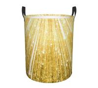 WKSGDSG Round Laundry Basket, Waterproof Oxford Fabric Storage Bin For Clothes Toys Books, Gold Bling Laundry Hamper With Handles & Pe Support Rim, Collapsible Basket For Home, Bathroom