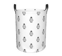 WKSGDSG Round Laundry Basket, Waterproof Oxford Fabric Storage Bin For Clothes Toys Books, Grey Penguin Laundry Hamper With Handles & Pe Support Rim, Collapsible Basket For Home, Bathroom