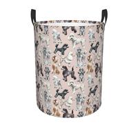 WKSGDSG Round Laundry Basket, Waterproof Oxford Fabric Storage Bin For Clothes Toys Books, Poodles Dogs Laundry Hamper With Handles & Pe Support Rim, Collapsible Basket For Home, Bathroom