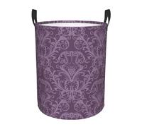 WKSGDSG Round Laundry Basket, Waterproof Oxford Fabric Storage Bin For Clothes Toys Books, Purple Laundry Hamper With Handles & Pe Support Rim, Collapsible Basket For Home, Bathroom