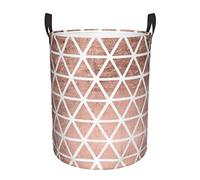 WKSGDSG Round Laundry Basket, Waterproof Oxford Fabric Storage Bin For Clothes Toys Books, Rose Gold Laundry Hamper With Handles & Pe Support Rim, Collapsible Basket For Home, Bathroom