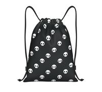 WKSGDSG Skull Print Drawstring Backpack Waterproof Gym Bag with Adjustable Lightweight Swim Pool Bag for Men Women Beach Bag Sport String Bag Shopping Travel Sackpack