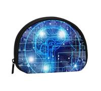 WKSGDSG Small Coin Purse with Zipper Artificial Intelligence Brain Mini Wallet Coin Pouch Portable Change Purse for Women Girls Fashion Ladies Canvas Coin Bag with Keychain Credit Card Id Storage Bag