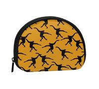 WKSGDSG Small Coin Purse with Zipper, Black Gibbon Monkey Mini Wallet Coin Pouch, Portable Change Purse for Women Girls, Fashion Ladies Canvas Coin Bag with Keychain Credit Card Id Storage Bag
