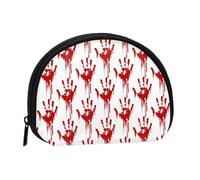 WKSGDSG Small Coin Purse with Zipper, Bloody Handprints Mini Wallet Coin Pouch, Portable Change Purse for Women Girls, Fashion Ladies Canvas Coin Bag with Keychain Credit Card Id Storage Bag