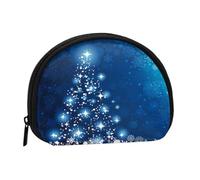 WKSGDSG Small Coin Purse with Zipper, Blue Christmas Snowflake Mini Wallet Coin Pouch, Portable Change Purse for Women Girls, Fashion Ladies Canvas Coin Bag with Keychain Credit Card Id Storage Bag