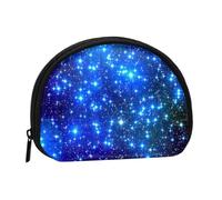WKSGDSG Small Coin Purse with Zipper, Blue Shining Stars Mini Wallet Coin Pouch, Portable Change Purse for Women Girls, Fashion Ladies Canvas Coin Bag with Keychain Credit Card Id Storage Bag