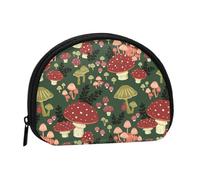 WKSGDSG Small Coin Purse with Zipper, Bright Mushrooms Art Mini Wallet Coin Pouch, Portable Change Purse for Women Girls, Fashion Ladies Canvas Coin Bag with Keychain Credit Card Id Storage Bag
