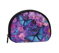 WKSGDSG Small Coin Purse with Zipper, Butterfly Mini Wallet Coin Pouch, Portable Change Purse for Women Girls, Fashion Ladies Canvas Coin Bag with Keychain Credit Card Id Storage Bag