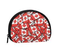 WKSGDSG Small Coin Purse with Zipper, Canadian Flag Mini Wallet Coin Pouch, Portable Change Purse for Women Girls, Fashion Ladies Canvas Coin Bag with Keychain Credit Card Id Storage Bag