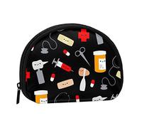 WKSGDSG Small Coin Purse with Zipper, Cartoon Medicine Mini Wallet Coin Pouch, Portable Change Purse for Women Girls, Fashion Ladies Canvas Coin Bag with Keychain Credit Card Id Storage Bag