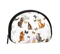 WKSGDSG Small Coin Purse with Zipper, Cat Butterfly Mini Wallet Coin Pouch, Portable Change Purse for Women Girls, Fashion Ladies Canvas Coin Bag with Keychain Credit Card Id Storage Bag