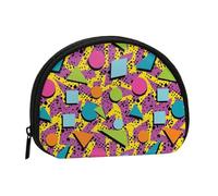 WKSGDSG Small Coin Purse with Zipper, Colored Memphis Mini Wallet Coin Pouch, Portable Change Purse for Women Girls, Fashion Ladies Canvas Coin Bag with Keychain Credit Card Id Storage Bag