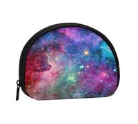 WKSGDSG Small Coin Purse with Zipper, Colorful Galaxy Mini Wallet Coin Pouch, Portable Change Purse for Women Girls, Fashion Ladies Canvas Coin Bag with Keychain Credit Card Id Storage Bag