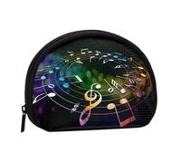 WKSGDSG Small Coin Purse with Zipper, Colorful Music Notes Mini Wallet Coin Pouch, Portable Change Purse for Women Girls, Fashion Ladies Canvas Coin Bag with Keychain Credit Card Id Storage Bag
