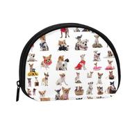 WKSGDSG Small Coin Purse with Zipper, Cute Chihuahua Pug Mini Wallet Coin Pouch, Portable Change Purse for Women Girls, Fashion Ladies Canvas Coin Bag with Keychain Credit Card Id Storage Bag