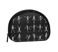 WKSGDSG Small Coin Purse with Zipper, Cute Skeleton Dancing Mini Wallet Coin Pouch, Portable Change Purse for Women Girls, Fashion Ladies Canvas Coin Bag with Keychain Credit Card Id Storage Bag